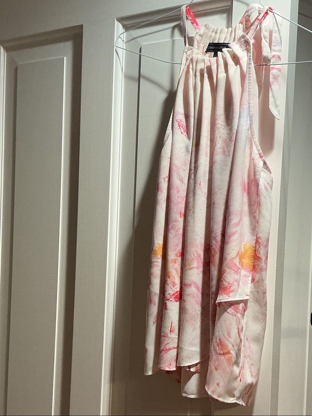 BCBGMaxAzria Soft Pink Floral Tie-Strap Blouse
